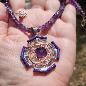 Jay King DTR  Amethyst and Purple Turquoise Pendant  Necklace 925 Sterling $238